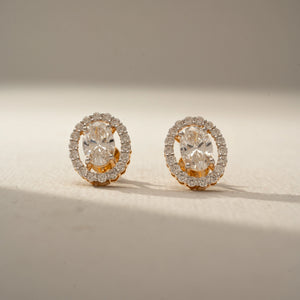 Elegant Oval Halo Diamond Earring