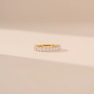 Front view of Elegant Linked Pave Diamond Ring in 14KT Yellow Gold, featuring round lab-grown diamonds in a linked design.
