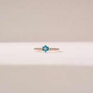 Blue Bloom Cluster Diamond Ring