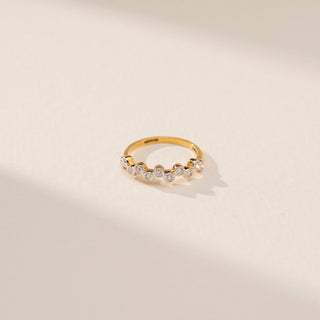 Top view of Elegant Alternating Motif Diamond Ring in 14KT Yellow Gold, featuring round lab-grown diamonds.