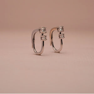 Modern Diamond Hoop Drop Earrings