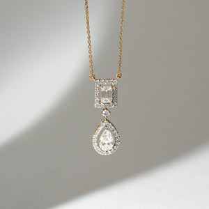 Elegant Emerald Pear Diamond Necklace