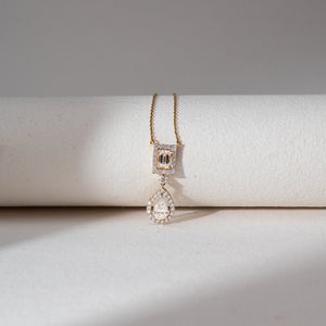 Elegant Emerald Pear Diamond Necklace