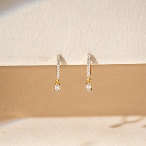 Emerald Accent Hoop Diamond Earring