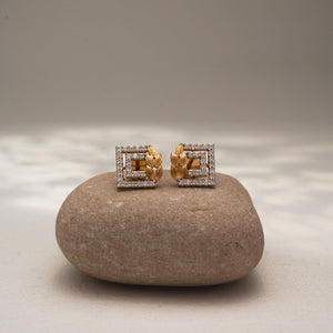 Sparkling Square Halo Charm Earring