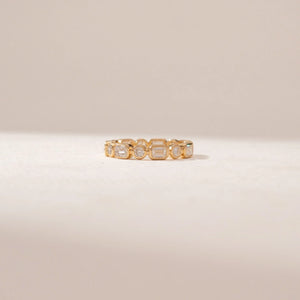 Alternating Rectangle Circle Diamond Ring