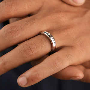 Modern Dual Tone Mens Diamond Ring