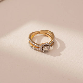 Radiant Halo Split Diamond Ring