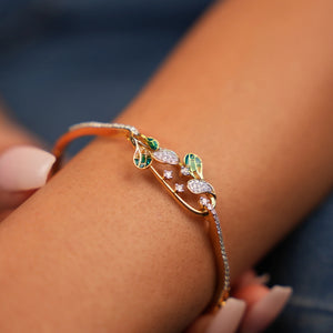 Leafy Vine Enamel Diamond Bracelet