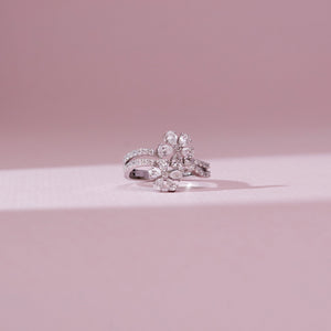 Double Floral Cluster Diamond Ring