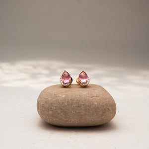 Elegant Pink Teardrop Halo Earring