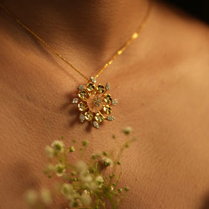 Floral White Coral Diamond Pendant