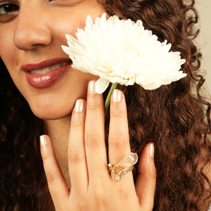 White Coral Forest Diamond Ring