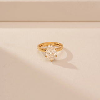 Top view of Royal Oval Bloom Diamond Ring in 14KT Yellow Gold, featuring an oval lab-grown diamond in a floral design.