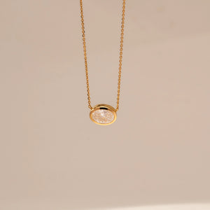 Sleek Oval Bezel Diamond Pendant