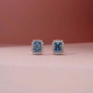 Blue Centre Emerald Diamond Earring