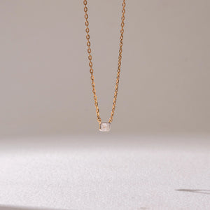 Delicate Gold Solitaire Charm Necklace
