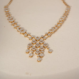 Sparkling Diamond Cascade Drop Necklace