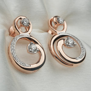 Circular Charm Diamond Stud Earrings