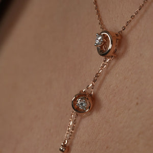Dual Solitaire Swirl Diamond Necklace