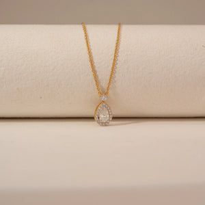 Graceful Pear Teardrop Diamond Necklace