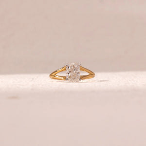 Elongated Cushion Solitaire Diamond Ring