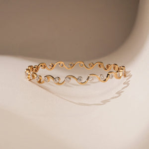 Wave Gleam Diamond Cuff Bangle