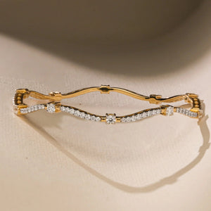 Wavy Glint Statement Diamond Bangle