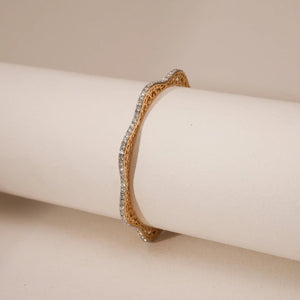 Golden Wave Diamond Bangle Bracelet