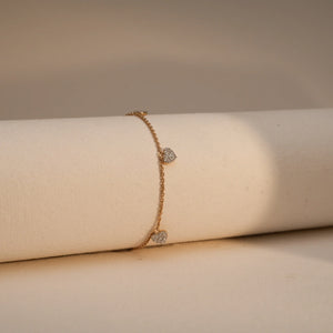Heart-line Golden Spark Diamond Bracelet
