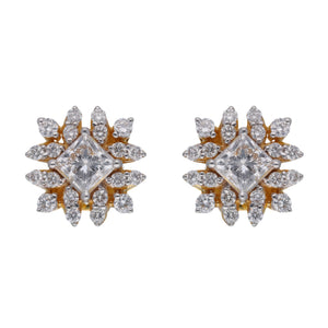 Radiant Cluster Diamond Stud Earrings