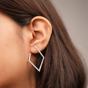 Hexagon Hoop Diamond Earrings