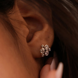 Clover-Charm Diamond Stud Earrings
