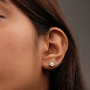 Rectangular Solitaire Stud Earrings