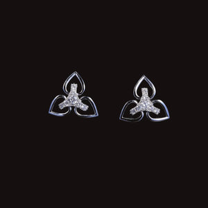 Triple Petal Diamond Stud Earrings