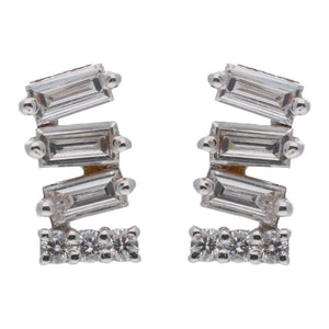 Modern Baguette Diamond Stud Earrings