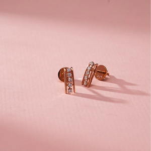 Rose Gold Vertical Diamond Studs