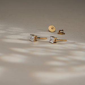 Sleek Square Diamond Stud Earrings