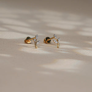 Delicate Vine Sparkle Stud Earrings