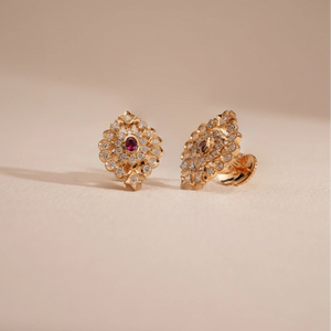 Royal Bloom Ruby Diamond Earrings