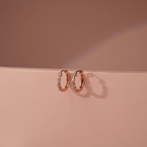 Rosetone Radiant Block Diamond Huggies