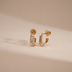Twin Line Diamond Hoop Earrings