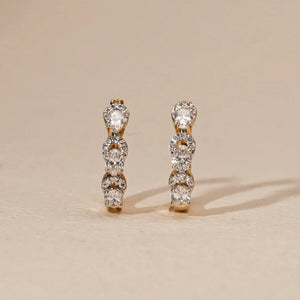 Three Stone Diamond Huggie Hoops