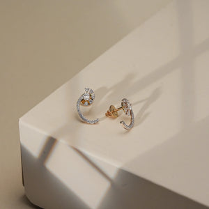 Crescent Sparkle Diamond Stud Earrings