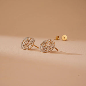 Oval Vine Filigree Diamond Studs