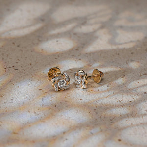 Golden Rose Spiral Diamond Studs