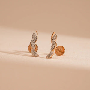 Leaf Curl Drop Diamond Earrings