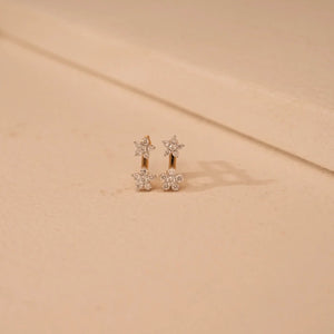 Dual Sparkle Diamond Drop Earrings