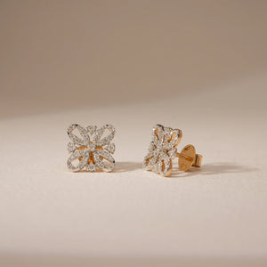 Whimsical Four Petal Diamond Studs