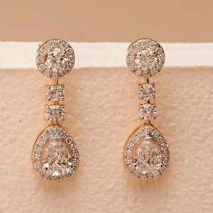 Elegant Tiered Dewdrop Diamond Earrings